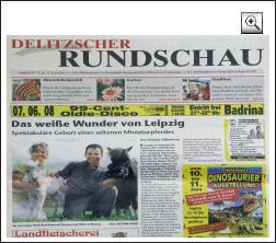 Zeitungsbericht zu Minipferden in der Rundschau Leipzig-Delitzsch - Das weiße Wunder von Leipzig